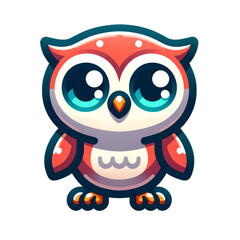Owl's Delight: A charming illustration of a wide-eyed, cartoon owl, its adorable features radiating friendliness and warmth. Perfect for children's content or designs centered around education.