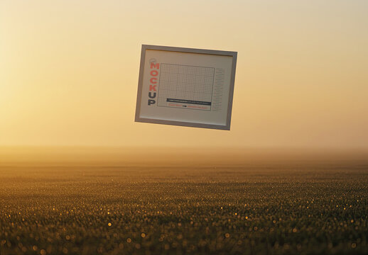 Horizontal Poster Frame Mockup on Calm Natural Morning Field