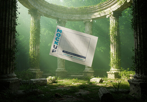 Horizontal Poster Mockup on Altar in the Forest