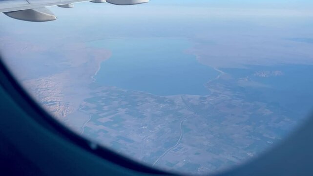 aerial rural desert from the window of a plane