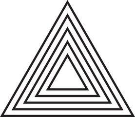 Triangular geometric figure composed of five evenly spaced concentric and parallel lines.