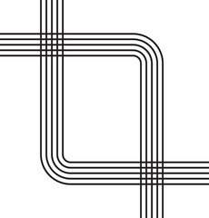 Square-shaped geometric structure with rounded corners and five parallel concentric outlines forming a decorative layered visual.