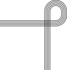 Smooth-cornered abstract figure outlined by five parallel and evenly spaced lines.