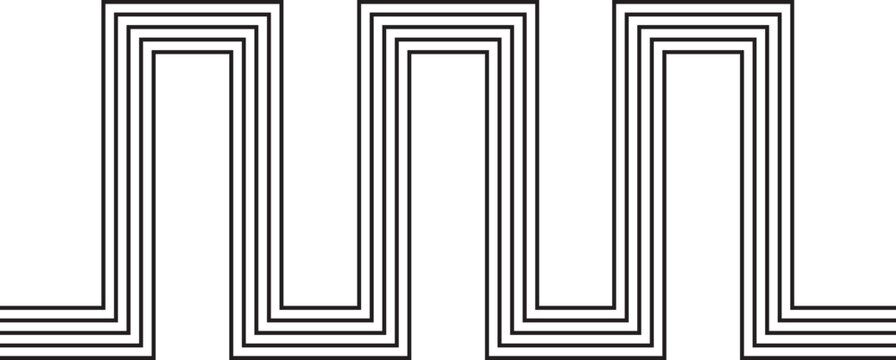 Repetitive rectangular design formed by five concentric and parallel strokes outlining the geometric frame.