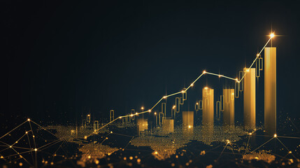 Abstract black background with Colorful charts and graphs with statistics to innovative analyze business potential and forecast future development of companies growth.