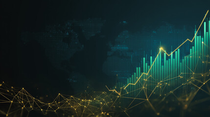 Abstract black background with Colorful charts and graphs with statistics to innovative analyze business potential and forecast future development of companies growth.