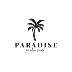 beach resort palm tree logo icon vector illustration template design