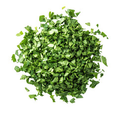 Naklejka premium Dried chopped parsley arranged on a clean Transparent background for culinary use and presentation, Dried chopped parsley on PNG background