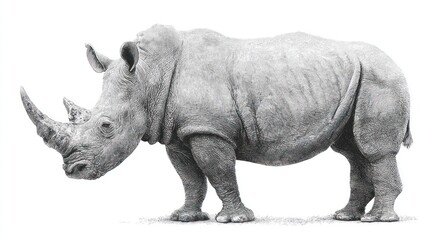 Fototapeta premium Grayscale rhinoceros profile