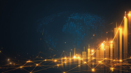 Abstract black background with Colorful charts and graphs with statistics to innovative analyze business potential and forecast future development of companies growth.