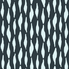 Seamless repeat pattern with abstract hand painted oval shapes in stripes in tonal blue shades. Brush strokes, abstract background for nature, swim, outdoor, unisex projects.