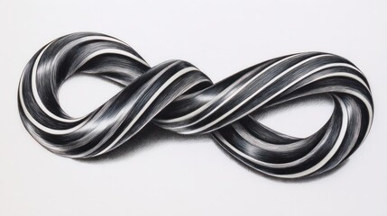 Naklejka premium Abstract infinity knot, black and white striped