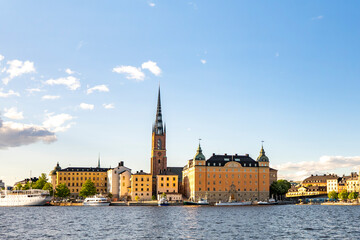 Boats and historic buildings on Stockholm's waterfront