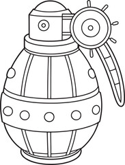 Improvised explosive device drawing in black and white for education or coloring