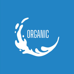 Milk product lettering label. Yogurt splash drops, natural cheese and fresh milk emblem silhouette vector icon of milk cream drop isolated design illustration