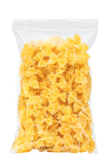 Farfalle pasta bag isolated on transparent background