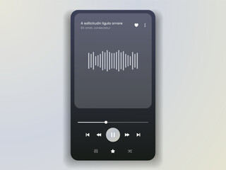 Web mobile application interface for music player application for mobile app, business, website. Sound app UI UX GUI template. Responsive website wireframes. Web design UI kit. Music Dashboard. © Carkhe