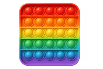 Vibrant squishy fidget toy relieving stress, enhancing concentration against transparent backdrop