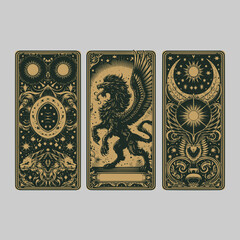 monstrous wild beast in engraved vintage vector look for collectible game card