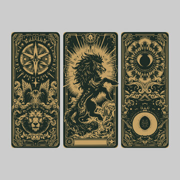 vintage vector emblem of a monstrous beast for cursed deck illustration