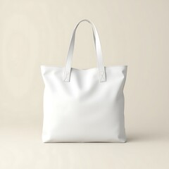   Realistic White Tote Bag Mockup — High-Resolution Canvas Tote on Solid Background for Branding and Product Design