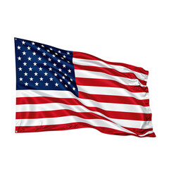 Fototapeta premium A patriotic image of the United States flag gently waving in the wind centered and isolated on a clean white background