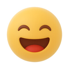 Fototapeta premium Happy Face Emoji with Open Mouth and Closed Eyes for Joyful Expression Transparent Background