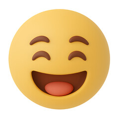 Fototapeta premium Joyful Smiley Face with Wide Open Mouth and Closed Eyes Transparent Background