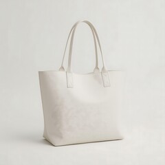   Realistic White Tote Bag Mockup — High-Resolution Canvas Tote on Solid Background for Branding and Product Design