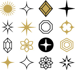 Elegant Gold Geometric Symbols and Icons
