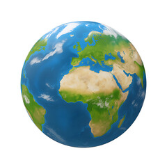 Planet Earth From Space Showing Continents and Clouds Transparent Background