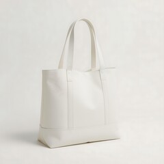   Realistic White Tote Bag Mockup — High-Resolution Canvas Tote on Solid Background for Branding and Product Design