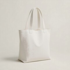   Realistic White Tote Bag Mockup — High-Resolution Canvas Tote on Solid Background for Branding and Product Design