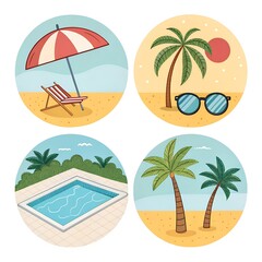 Obraz premium Illustration vacation at sea. Summer holidays. Vacation, trip to the sea. Vacation on the beach. Beach season
