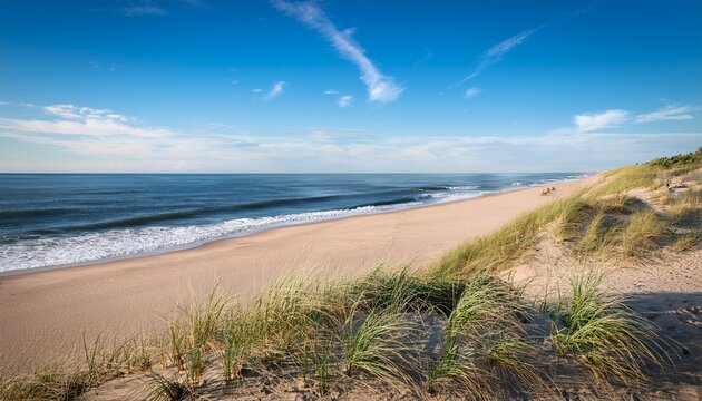 sandbridge beach in virginia beach virginia with beach grass on dunes and ocean background