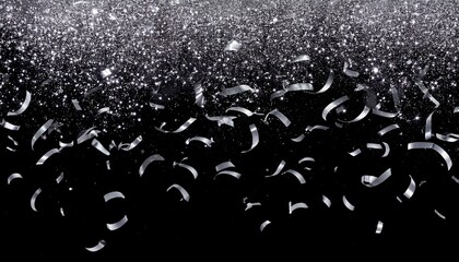 loop falling silver confetti on black background with matte channel