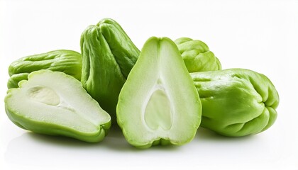 fresh chayote fruits sechium edulis isolated on white