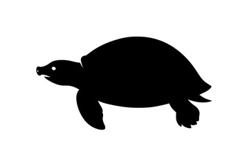 Obraz premium Silhouette of a Pig-Nosed Turtle with Distinct Snout and Flippers