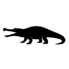 Obraz premium Silhouette of a Mighty Sarcosuchus with Spiky Back and Powerful Tail