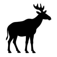 Fototapeta premium Majestic Sivatherium Silhouette with Prominent Antlers on White Background