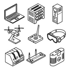 Flat icon set outline for all type of communications Flat UI and Communication Icon Set, Clean Vector Design