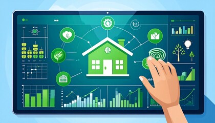 hand holding house with green screen