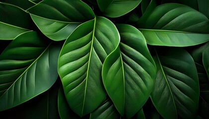 dark green leaf texture natural green leaves using as nature background wallpaper or tropical leaf cover page