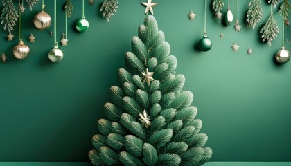 Fototapeta premium new year celebration with a christmas tree in green tones