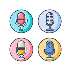 Colorful Microphone Icons Retro & Modern Designs