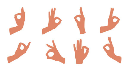 Collection of Hand Gestures OK Sign Illustrations