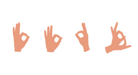 Okay Hand Gesture Illustrations Four Variations of the OK Sign