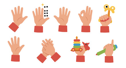Colorful Cartoon Hands Illustration  Perfect for Children's Books, Educational Materials, and More