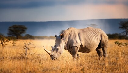 Obraz premium white rhinoceros in the nature habitat kenya africa