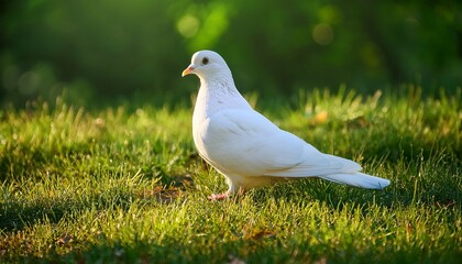 Fototapeta premium white dove on grass